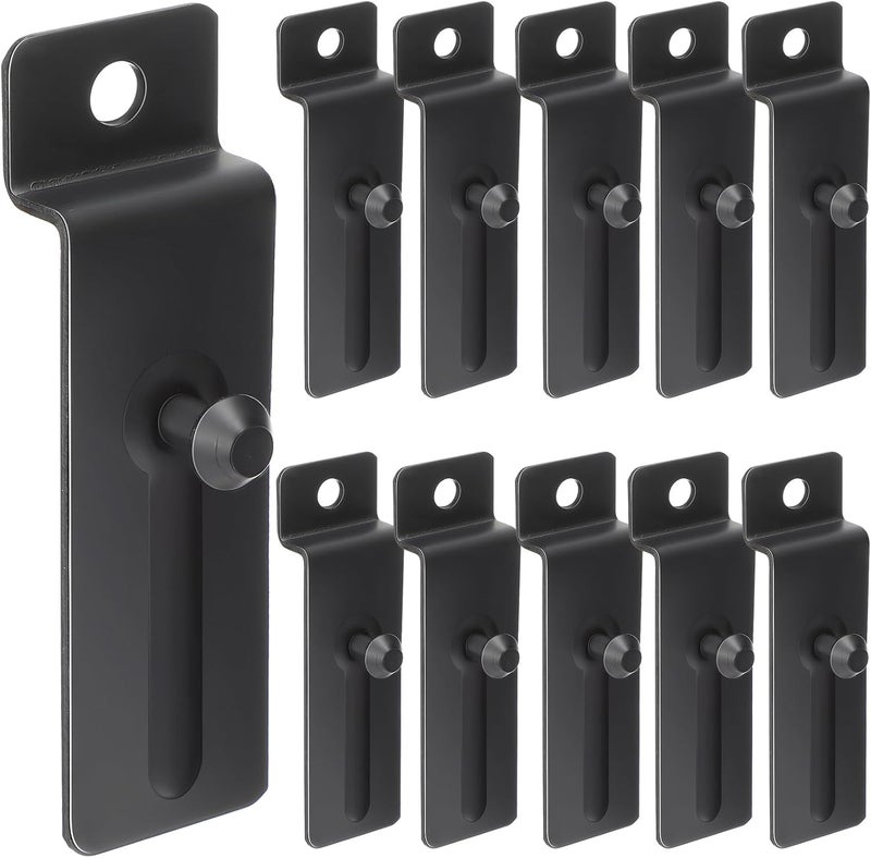 JaGely 10 Pcs Metal Slatwall Hooks 3 Inch Commercial Slatwall Utility Notch Hooks Picture Hanger for Pegboard Photo Frame Display Painting Art Accessories (Black) - Image 1